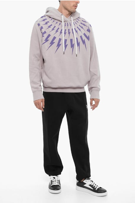 Sudadera con capucha FAIRISLE THUNDERBOLT de algodón polar en violeta - Image 4