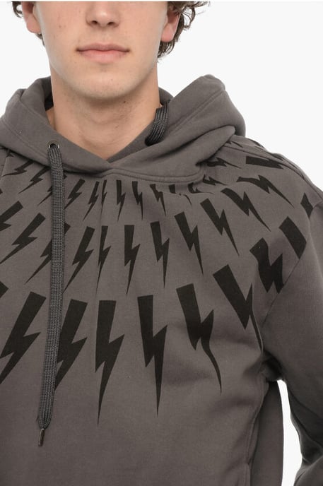 Sudadera con capucha Easy Fit con estampado ThunderBolt en gris - Image 3