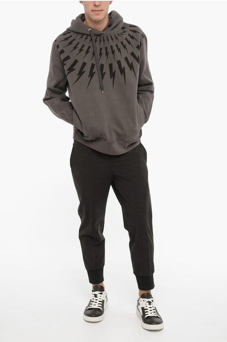 Sudadera con capucha Easy Fit con estampado ThunderBolt en gris - Image 4