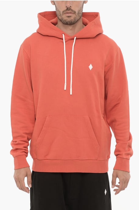 Sudadera con capucha de algodón cepillado en color naranja - Image 1