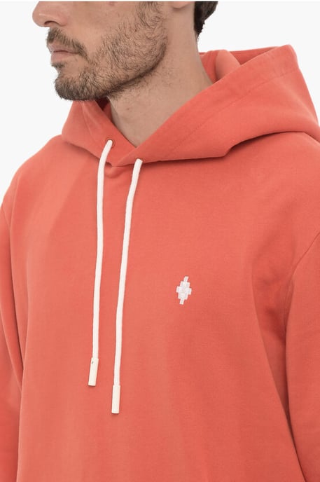 Sudadera con capucha de algodón cepillado en color naranja - Image 3