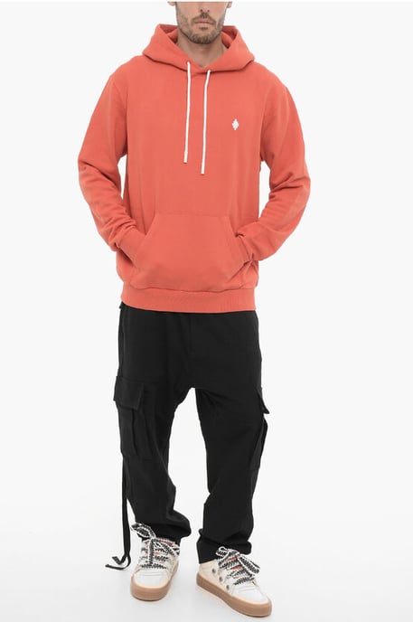 Sudadera con capucha de algodón cepillado en color naranja - Image 4