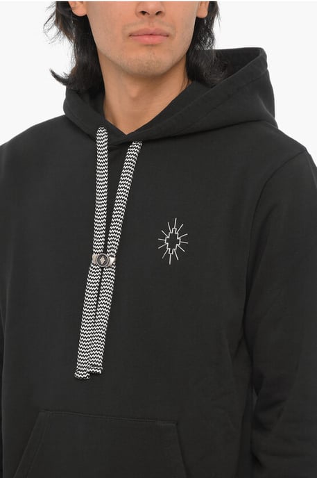 Sudadera con capucha ECLIPSE de algodón con bolsillo de parche en negro - Image 3