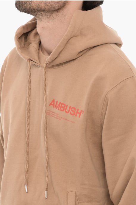 Sudadera con capucha de algodón polar con dos bolsillos en marrón - Image 3