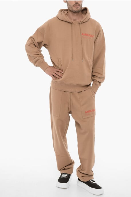 Sudadera con capucha de algodón polar con dos bolsillos en marrón - Image 4