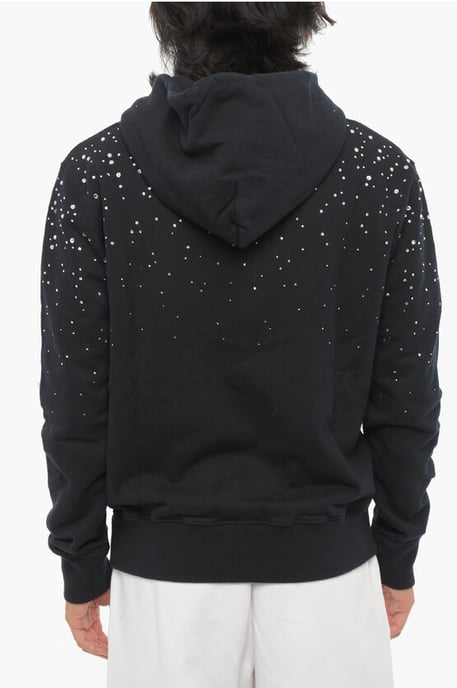 Sudadera con capucha de algodón cepillado con joyas en negro - Image 2