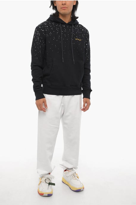 Sudadera con capucha de algodón cepillado con joyas en negro - Image 4