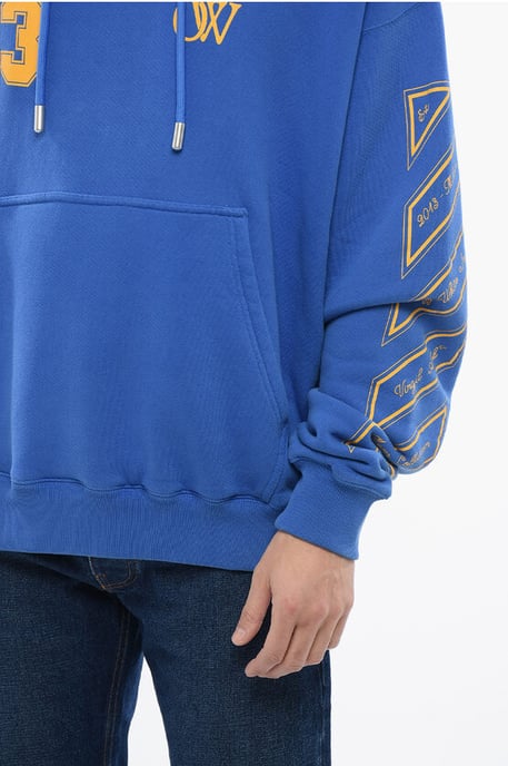 Sudadera con capucha de algodón cepillado OW23 Skate Fit en azul - Image 3