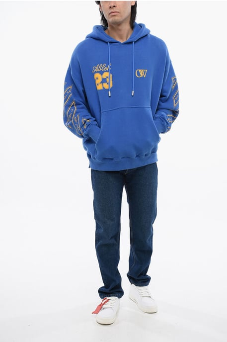 Sudadera con capucha de algodón cepillado OW23 Skate Fit en azul - Image 4