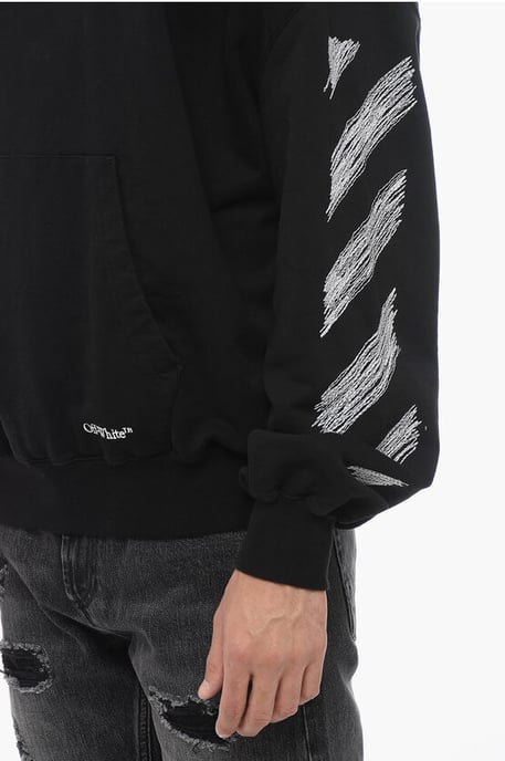 Off-White Scribble Diag Boxy sudadera con capucha negra extragrande - Image 3