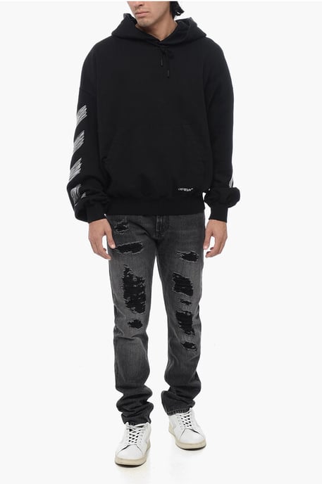 Off-White Scribble Diag Boxy sudadera con capucha negra extragrande - Image 4