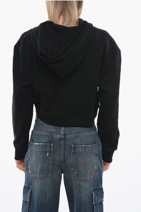 Sudadera corta PISTIL con logotipo en relieve en negro - Image 2