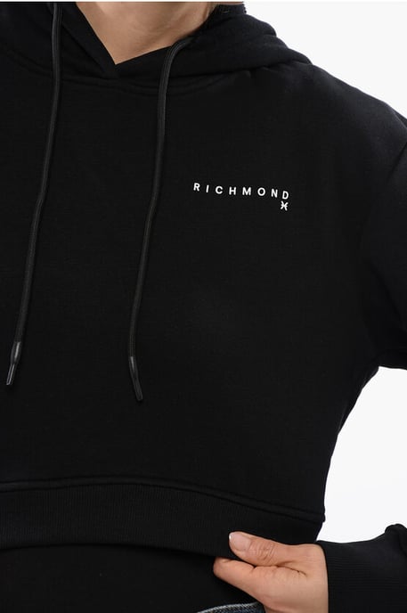 Sudadera corta PISTIL con logotipo en relieve en negro - Image 3