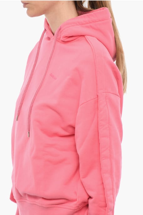 Sudadera con capucha de algodón cepillado en color rosa - Image 3