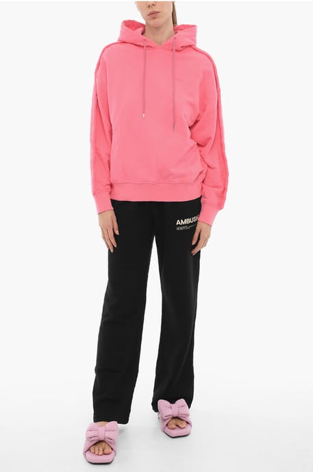 Sudadera con capucha de algodón cepillado en color rosa - Image 4