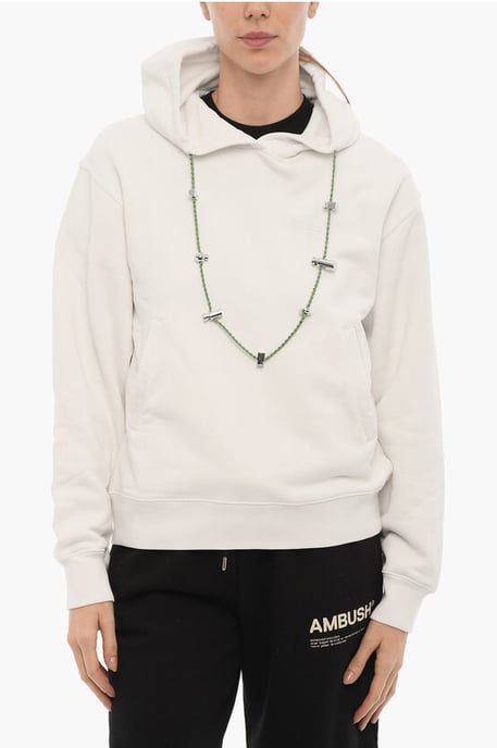 Sudadera con capucha STOPPERS de color liso con cadena extraíble en blanco - Image 1
