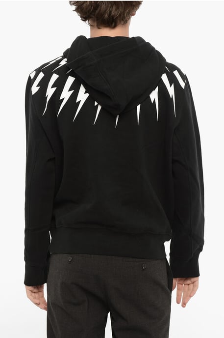 Sudadera con capucha FAIRISLE THUNDERBOLT de algodón polar en negro - Image 2