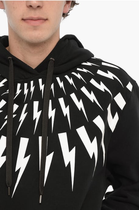 Sudadera con capucha FAIRISLE THUNDERBOLT de algodón polar en negro - Image 3