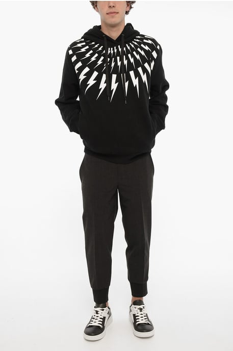 Sudadera con capucha FAIRISLE THUNDERBOLT de algodón polar en negro - Image 4