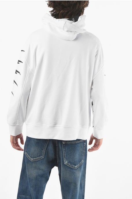 Sudadera con capucha RADIAL FAIR-ISLE THUNDERBOLT con bolsillo de parche grande en blanco y negro - Image 2