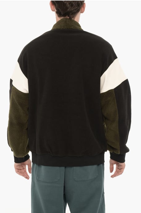 Sudadera KIMONO con bloques de color y forro polar en negro y verde - Image 2