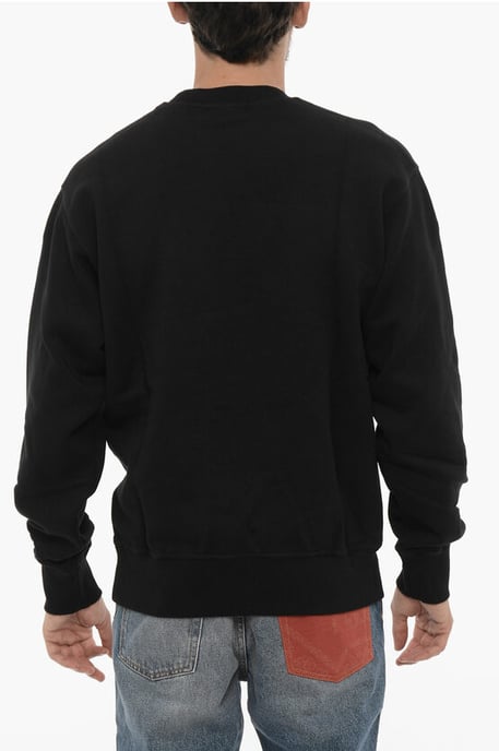 Sudadera de algodón cepillado con cuello redondo y logotipo estampado en negro - Image 2
