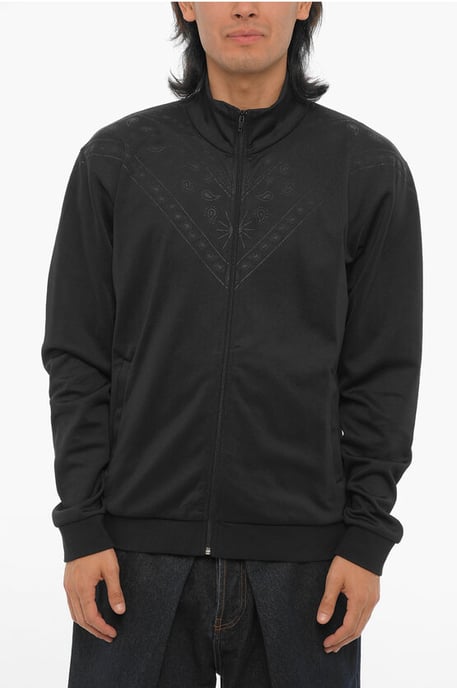 Sudadera lisa con motivo de bandana y cierre de cremallera en negro - Image 1