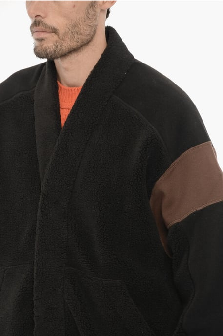 Sudadera KIMONO de polar bicolor en marrón y negro - Image 3