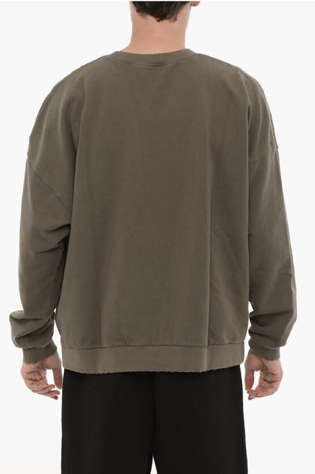 Sudadera de cuello redondo con efecto vintage y monograma en relieve en verde militar - Image 2