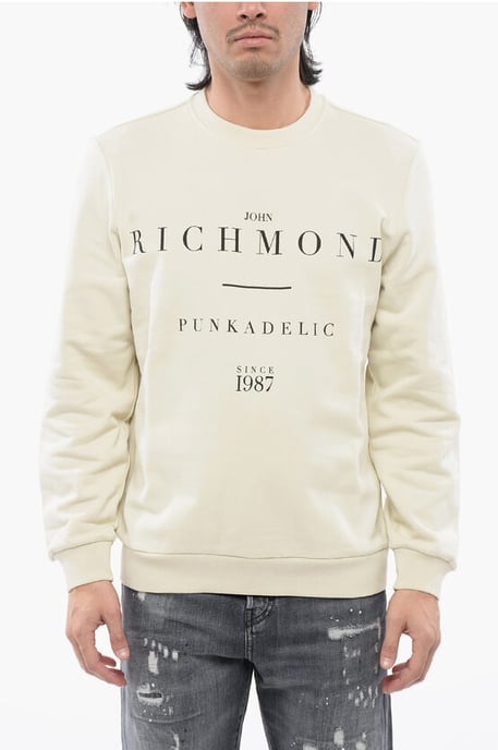 Sudadera de cuello redondo de algodón cepillado con estampado de logotipo - Image 1