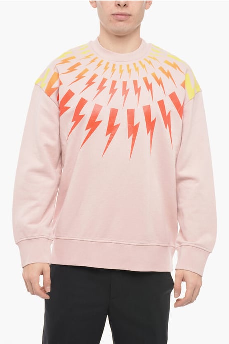 Sudadera FAIR-ISLE THUNDERBOLT de cuello redondo con estampado degradado en rosa - Image 1