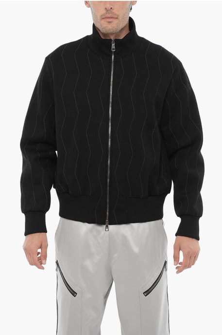 Sudadera bordada de corte entallado con cierre de cremallera en color negro - Image 1