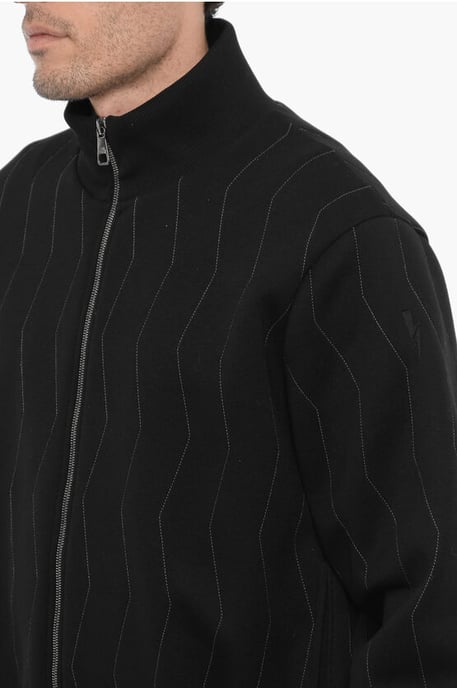 Sudadera bordada de corte entallado con cierre de cremallera en color negro - Image 3