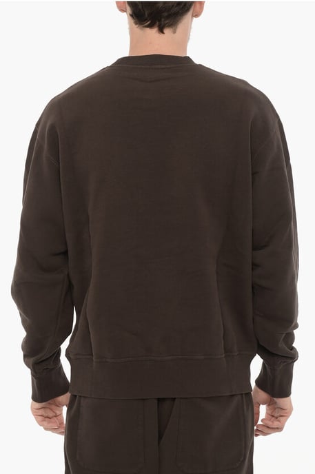 Sudadera de cuello redondo WORKSHOP de algodón polar en marrón - Image 2