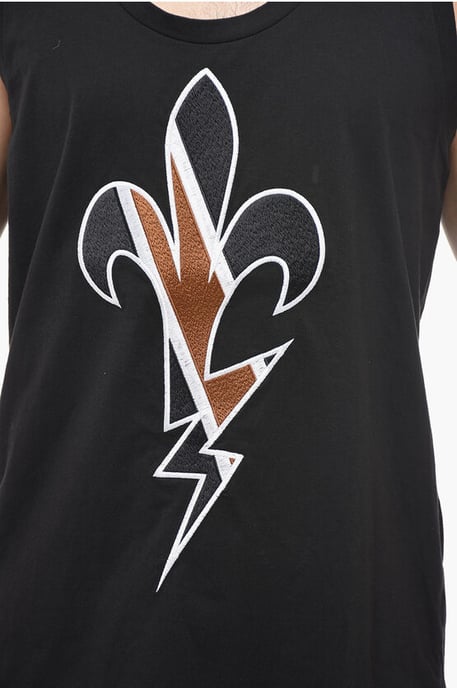 Camiseta sin mangas con bordado FLEUR-DE-THUNDER en negro - Image 3