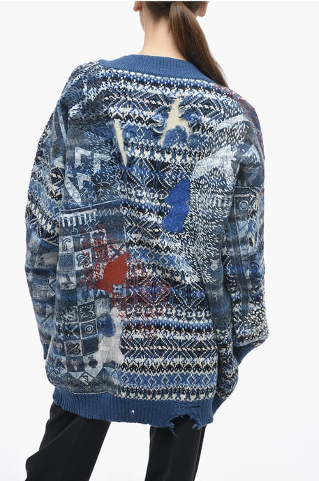 Jersey de mezcla de lana con cuello en V MM0 en azul claro - Image 2