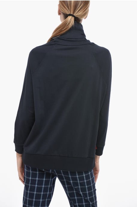 Suéter de lana y algodón con cuello alto en azul - Image 2