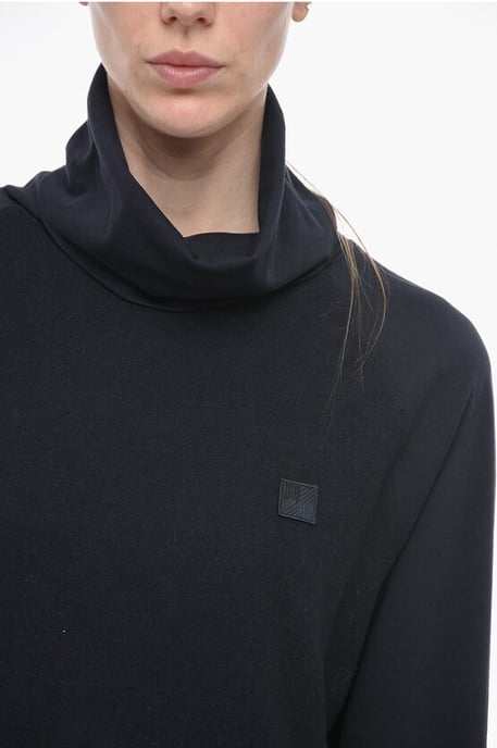 Suéter de lana y algodón con cuello alto en azul - Image 3
