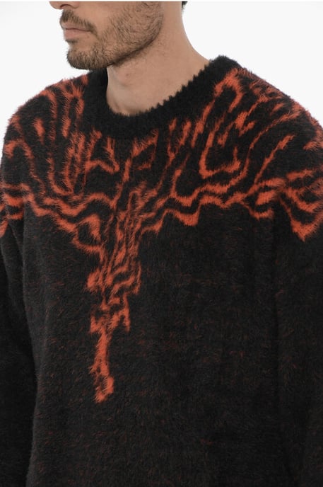 Jersey de cuello redondo de nailon con bordado en contraste en negro y rojo - Image 3
