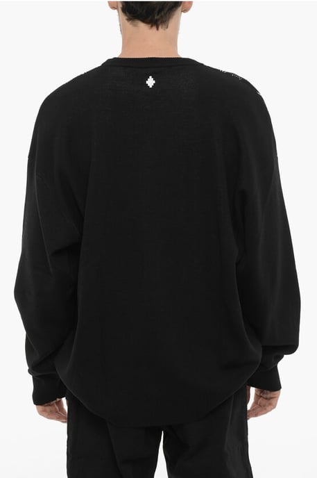 Suéter negro de cuello redondo con motivo de bandana - Image 2