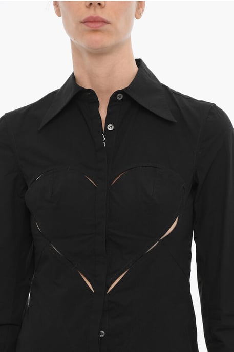 Vestido camisero de color liso con detalles recortados en negro - Image 3