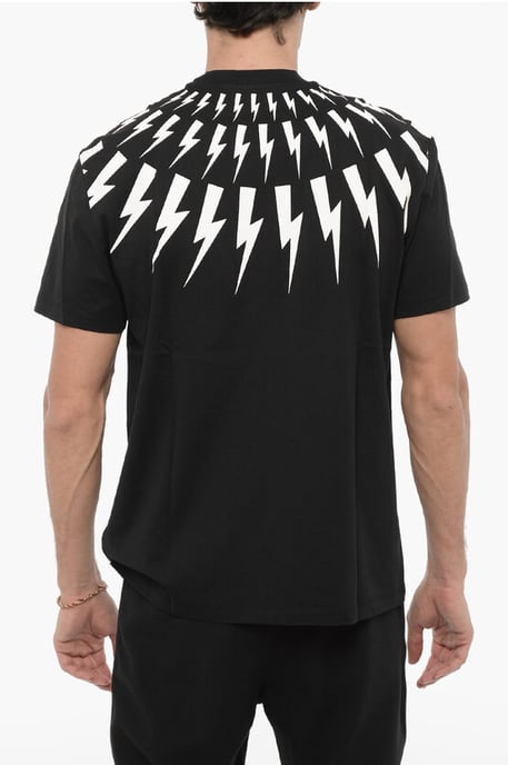 Camiseta ajustada FAIRISLE THUNDERBOLT de cuello redondo en negro - Image 2