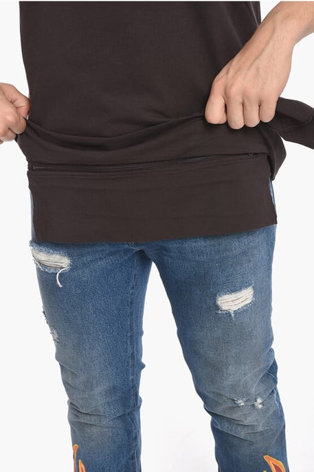 Camiseta de algodón con cuello redondo y bolsillo en la cintura - Image 3