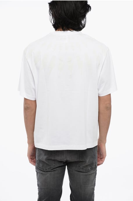Camiseta de algodón FAIRISLE THUNDERBOLT con hombros caídos en blanco - Image 2