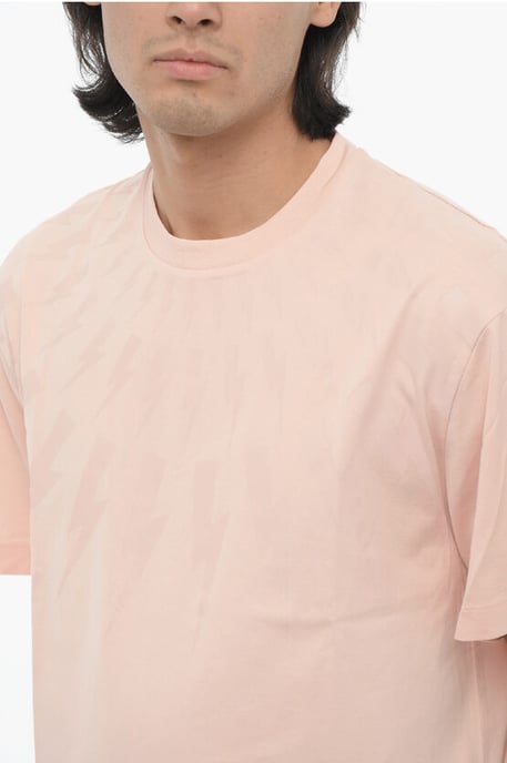 Camiseta de cuello redondo y top FAIRISLE THUNDERBOLT de corte entallado en rosa - Image 3
