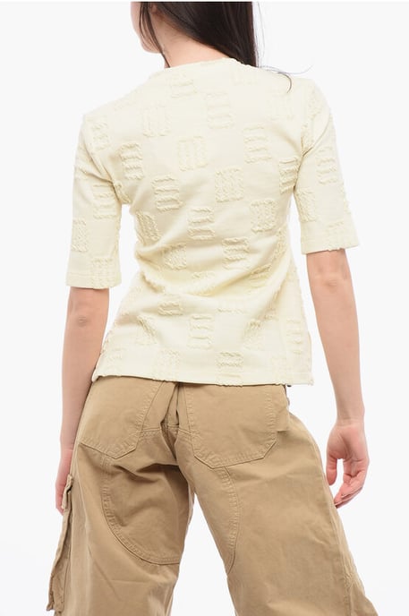 Camiseta de cuello redondo con detalle de costuras en beige - Image 2