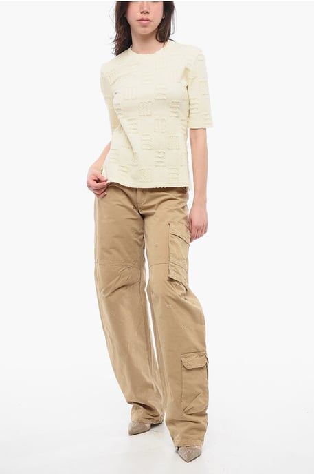 Camiseta de cuello redondo con detalle de costuras en beige - Image 4