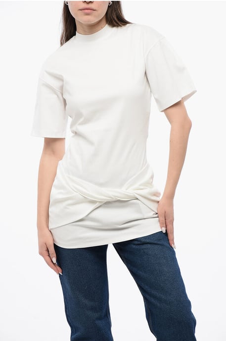 Camiseta de algodón de cuello redondo en color blanco liso - Image 1