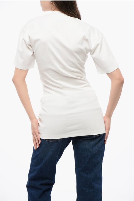 Camiseta de algodón de cuello redondo en color blanco liso - Image 2