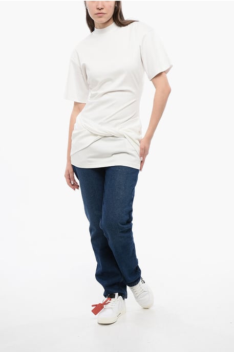 Camiseta de algodón de cuello redondo en color blanco liso - Image 4
